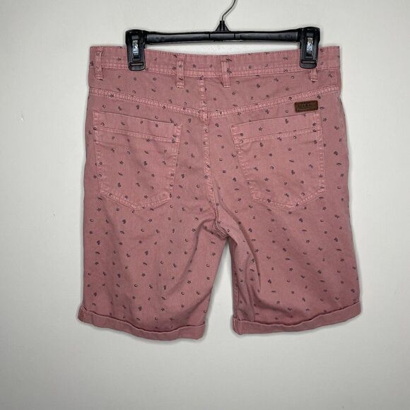 MAST & HARBOUR Mens Red Twill Chino Shorts 9" Inseam Cuffed Vacation Print Sz 32 - Picture 3 of 4